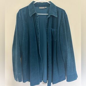 Corduroy blue button-down top